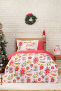 New Year New Year Young Snow Globe 100% Cotton Single Size Flannel Duvet Cover Set