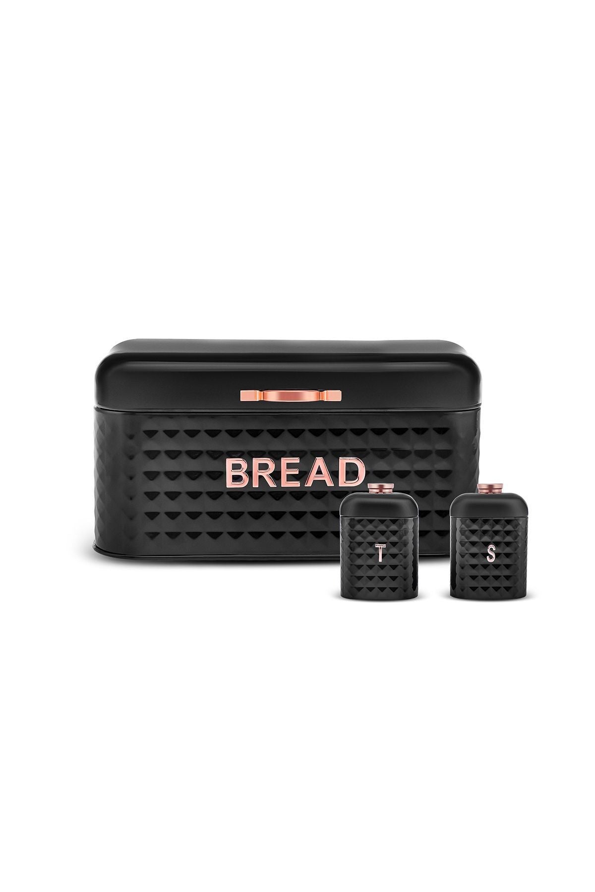 Diamond Carbon Steel Bread Box Storage Container Gift Black