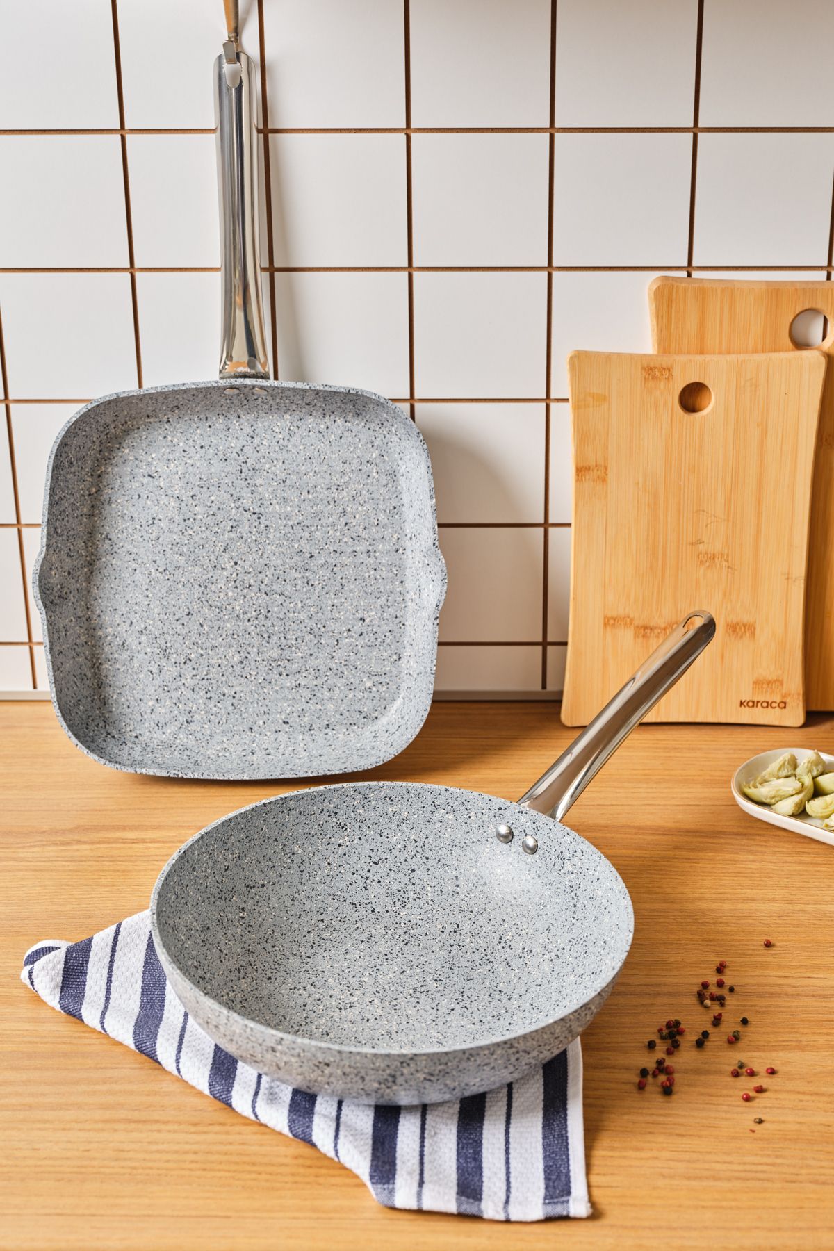 Biogranite Nare Wok - Grill Set Blue