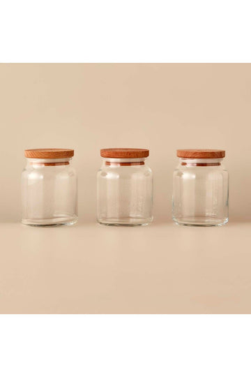 Joye Set of 3 Jars with Wooden Lids (290 Cc)