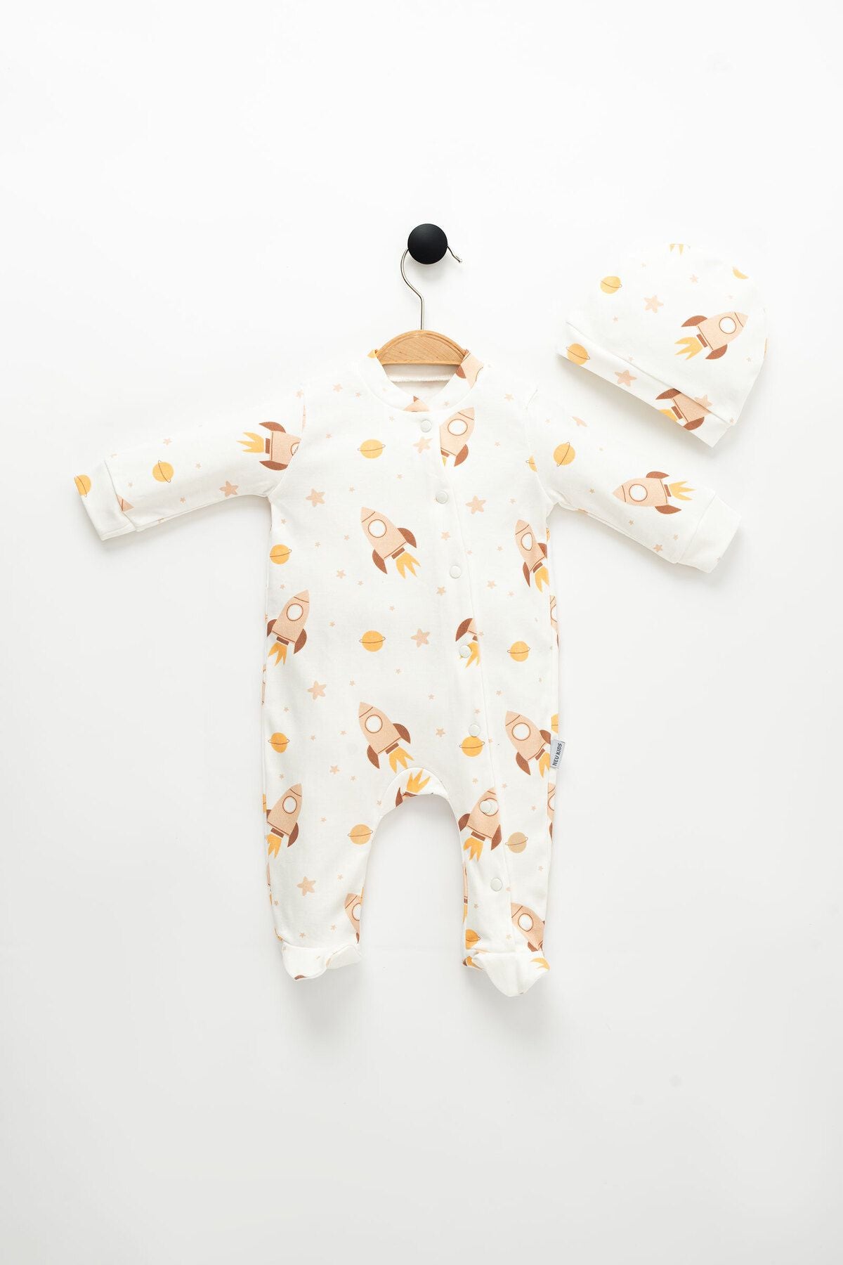Unisex Baby Space Shuttle Printed Hat Sleeping Bag 2 pieces 0-3.0-6 months