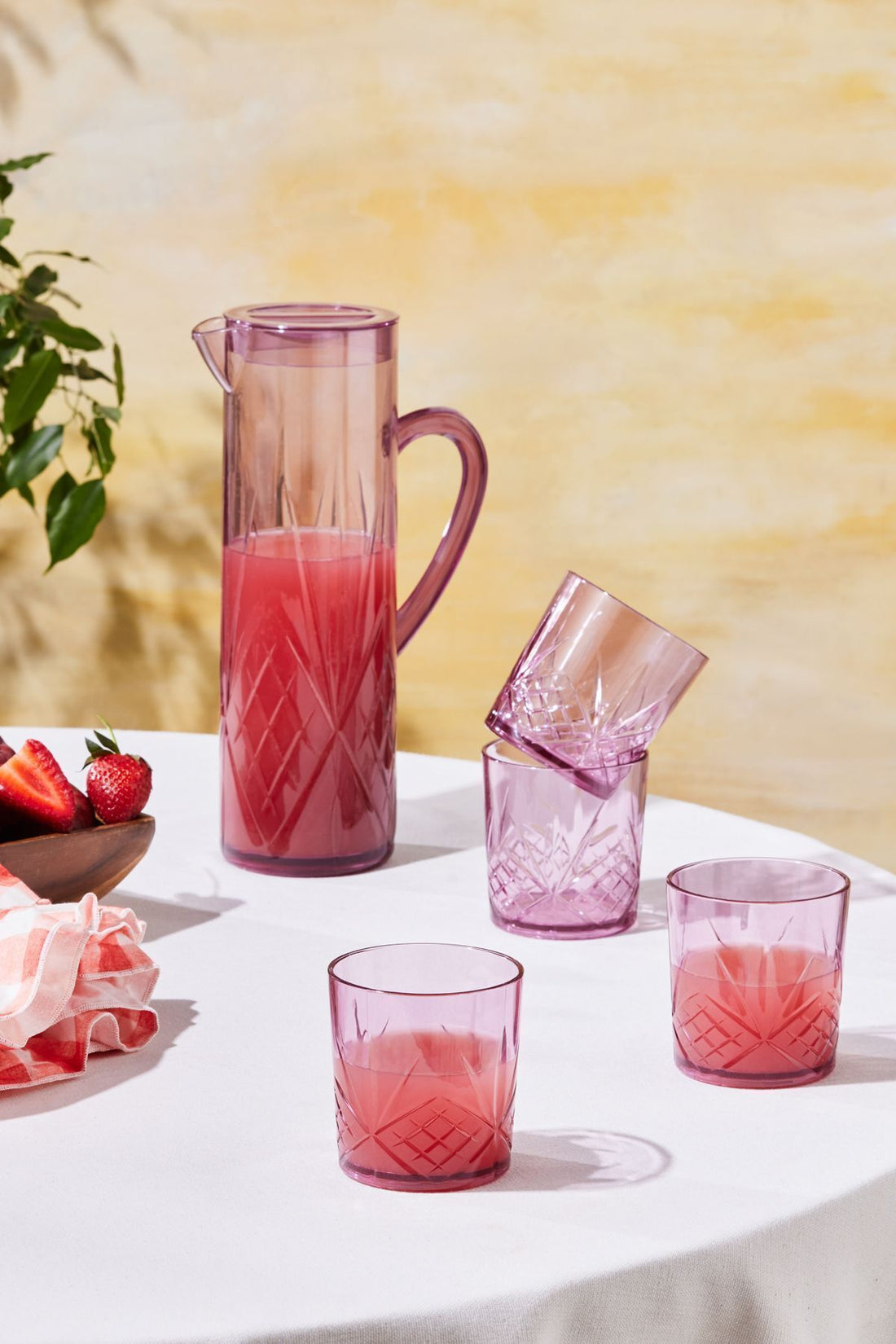 Foret Acrylic Unbreakable 5 Piece Pitcher Set Pink