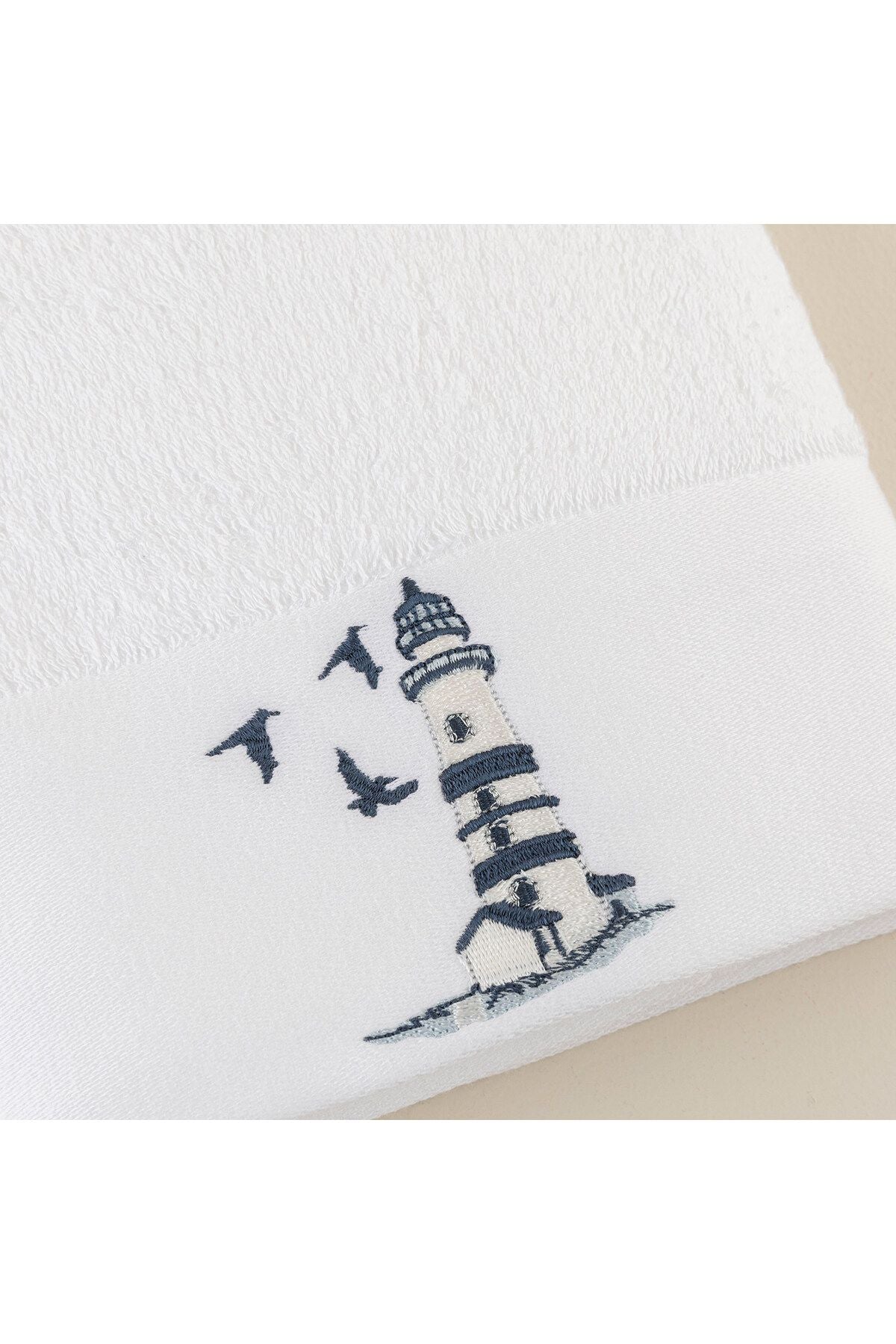 Emera Embroidered Face Towel 50x90 Cm White