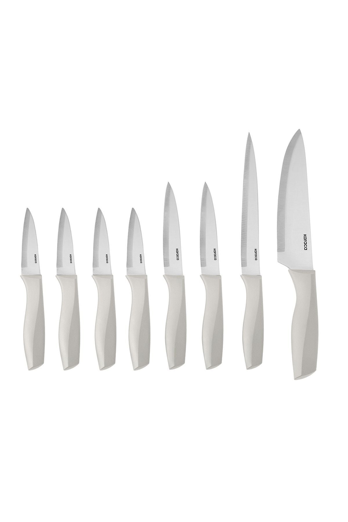 Megacut Square 9 Piece Stand Knife Set Cream