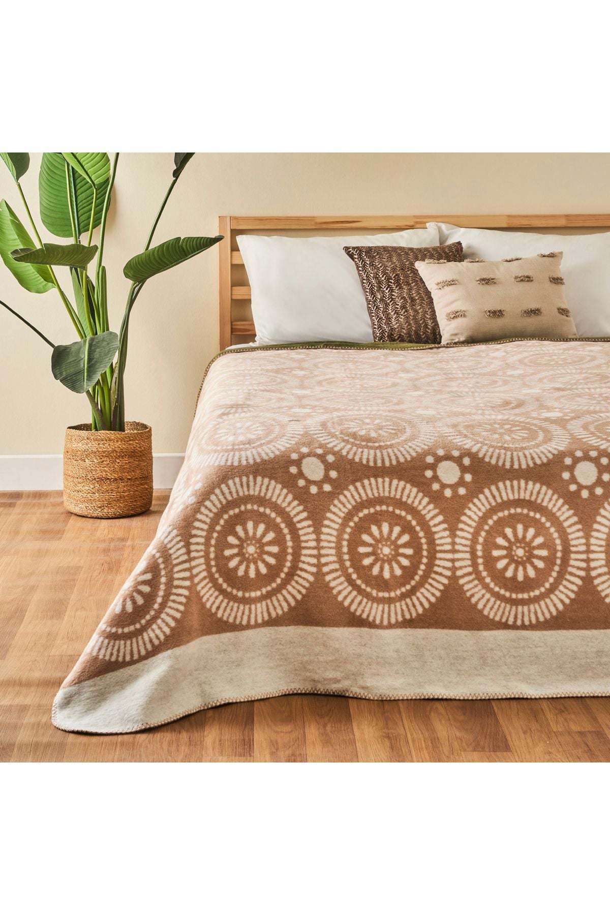 Oriane Double Size Cotton Blanket Beige (180x220 cm)