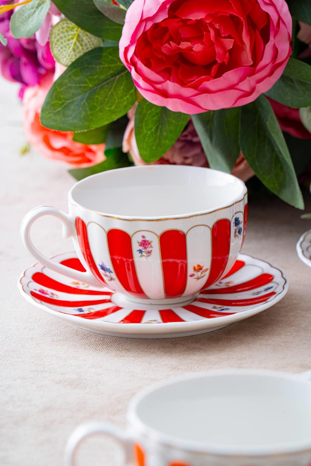 Marlowe Colored Tea Cup Set for 6 Persons - 220 ml