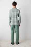 Green Stripe Green Pants Pajama Set