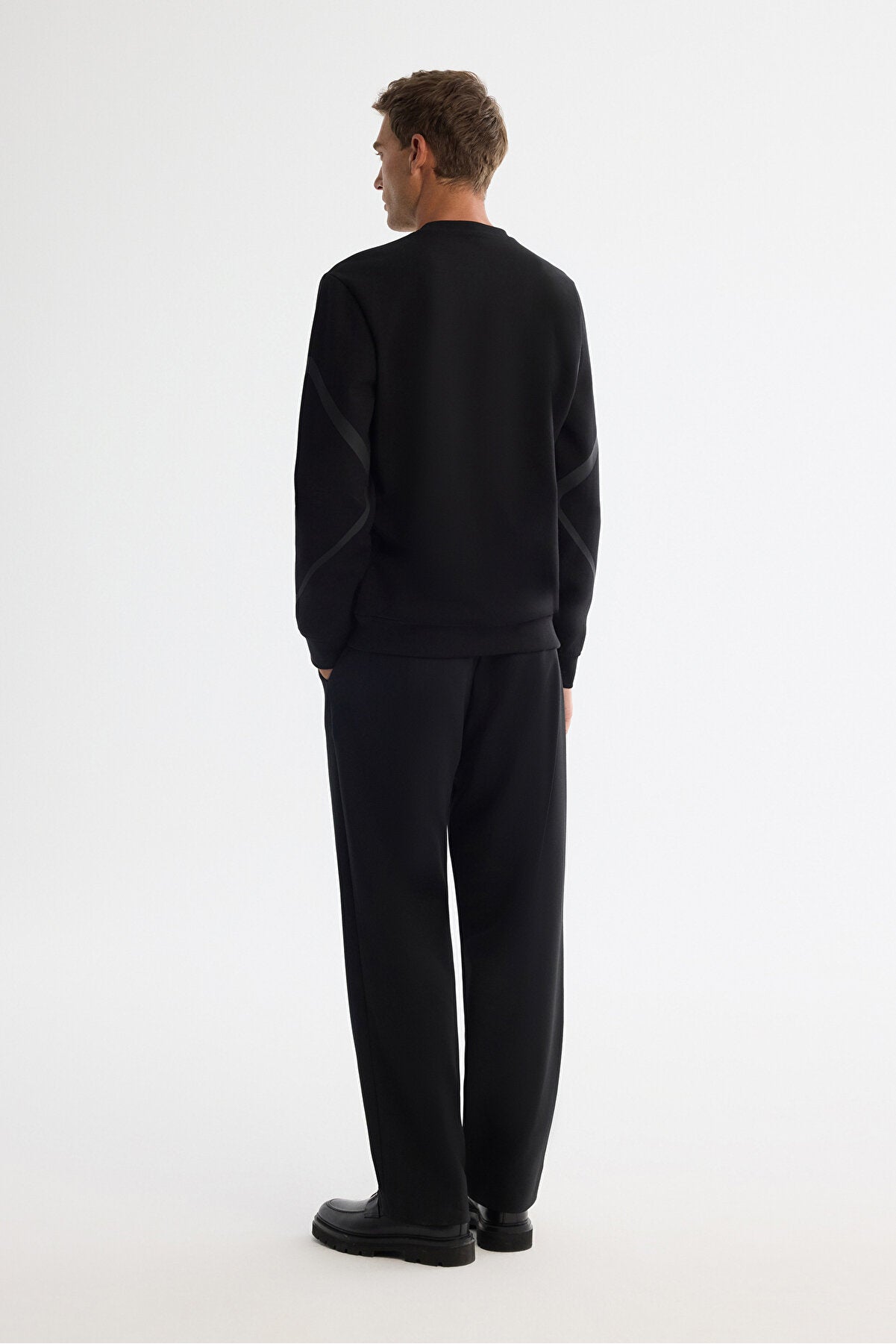 Erkek Siyah Bisiklet Yaka Pamuklu Baskılı Regular Fit Sweatshirt A42Y1317