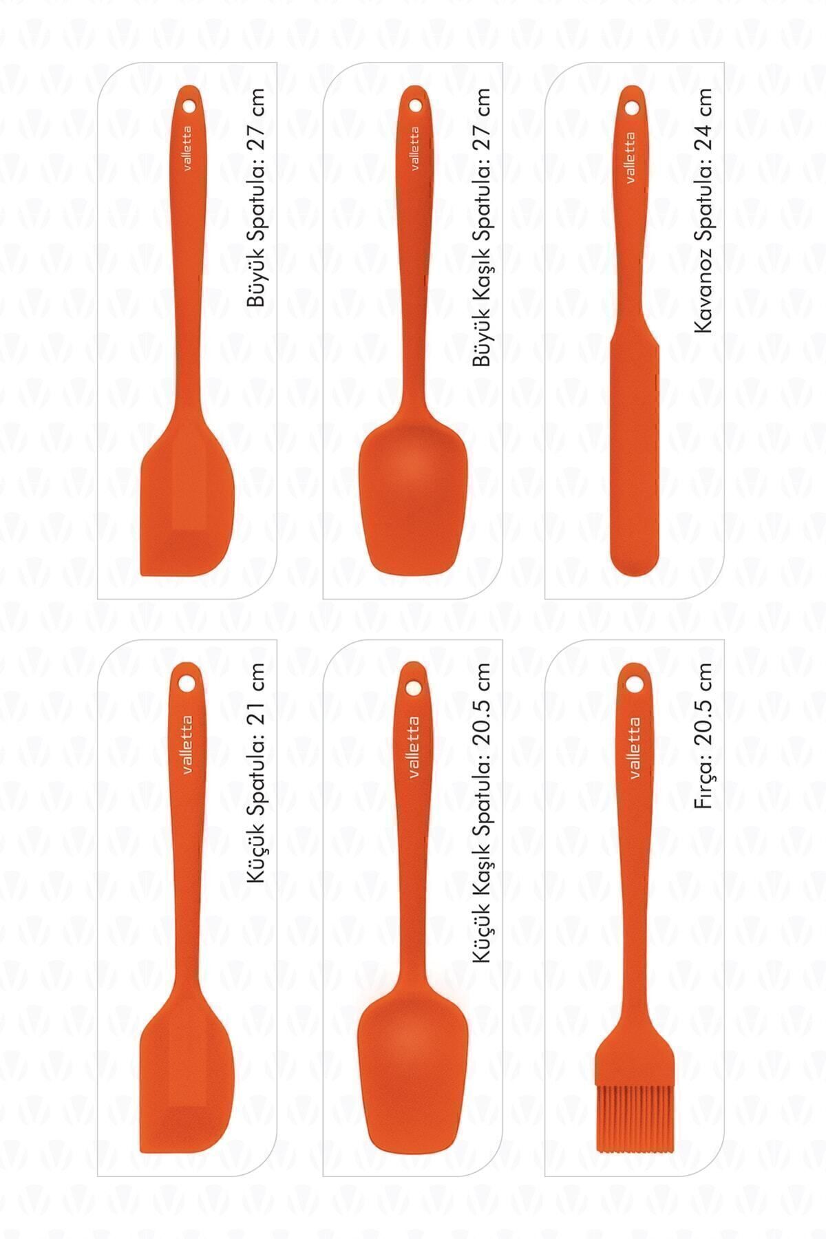 Drongo Heat Resistant Fireproof Non-stick Silicone Spatula Set 6 Pieces Orange