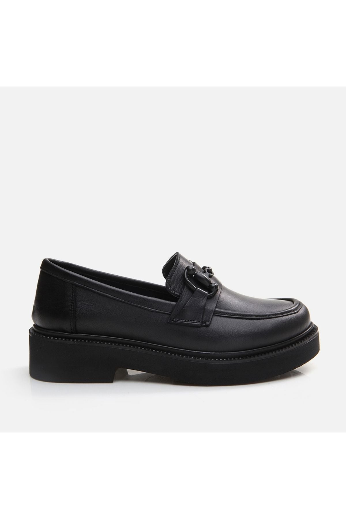 Genuine Leather Black Women's Loafer