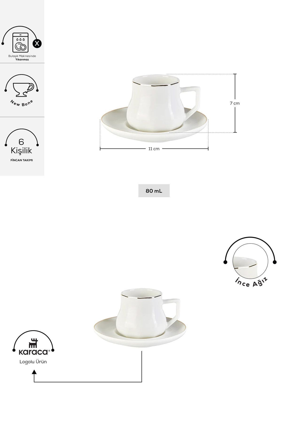 Nap 6 Person Coffee Cup Set 80 ml