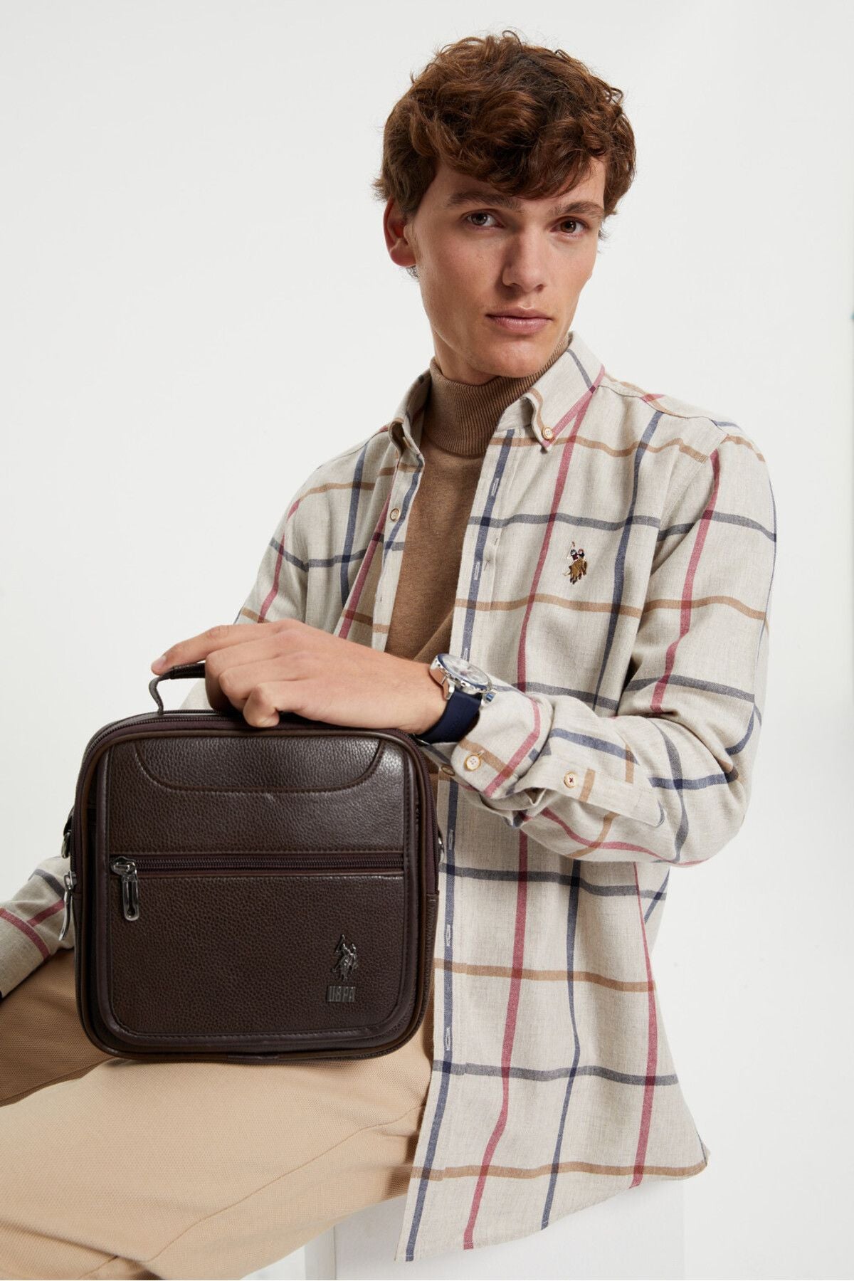 U.s Polo Assn 6760 Men's Handbag Shoulder Bag Cross Bag Brown