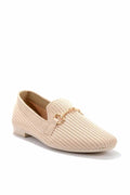 Beige Knitwear Women's Loafer Shoes K01320302082