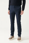 Men's Navy Blue Slim Fit Slim Fit Slim Fit Stretch Chino Canvas Pants B003002