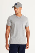 Men's Dark Grey Cotton Slim Fit Slim Fit Crew Neck Basic T-Shirt