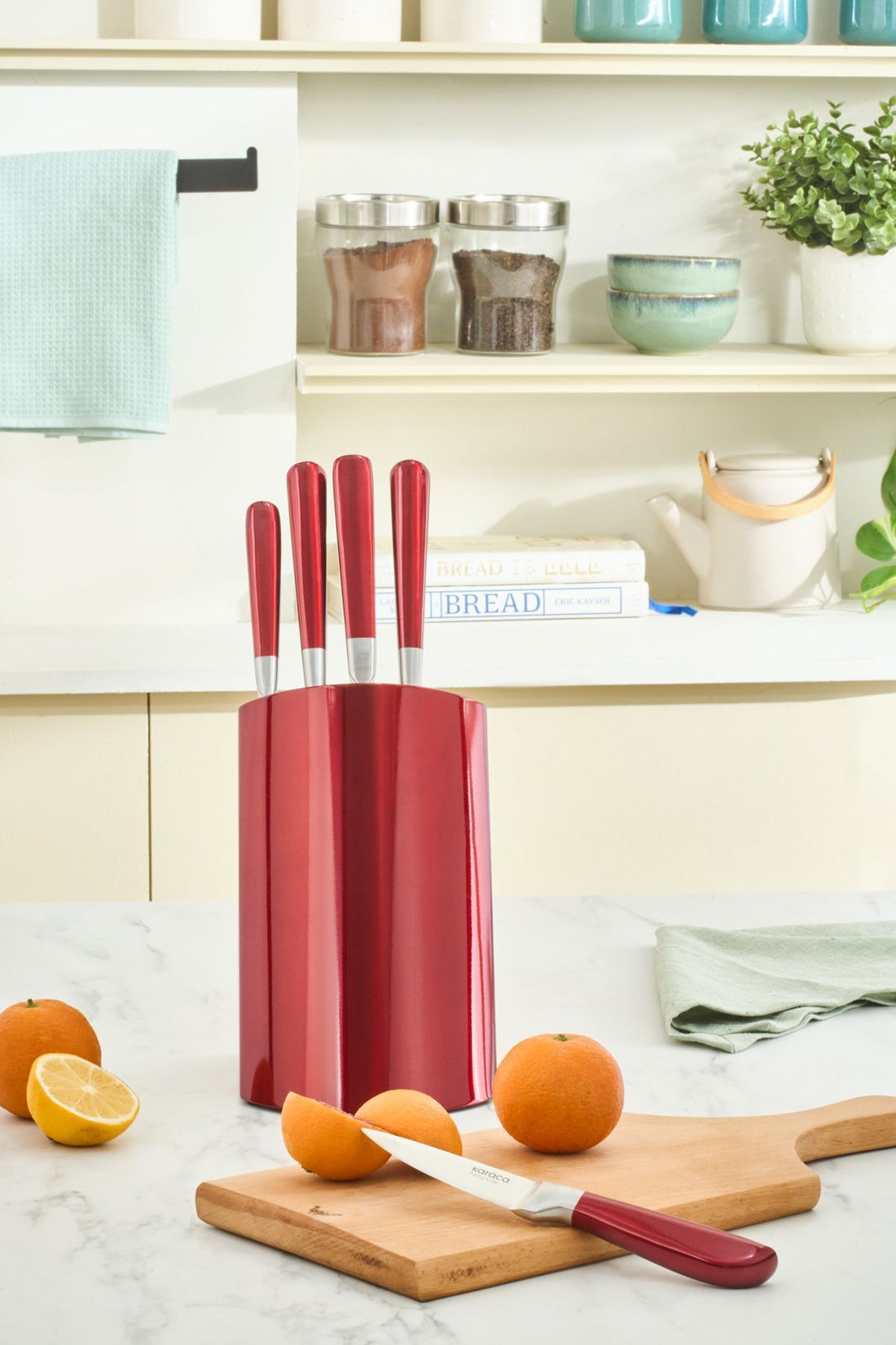 Flash Red 6 Piece Stand Knife Set