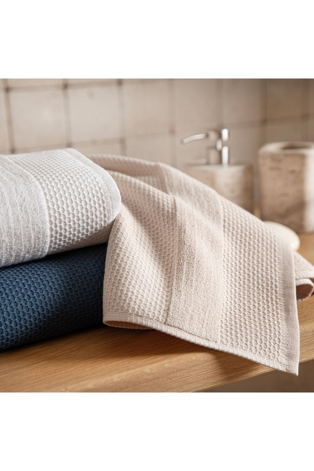 Sobeska Face Towel Set of 3 50x80 Cm White/Blue