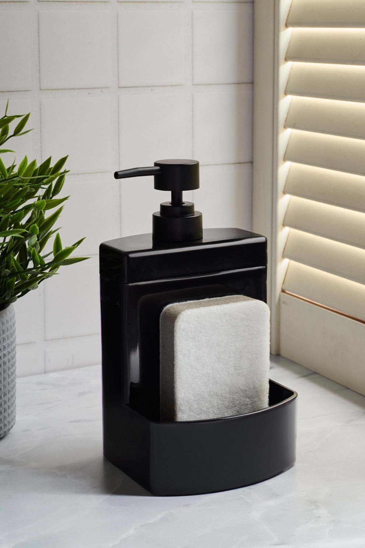 Barton Black Kitchen Liquid Soap Dispenser Acrylic with Sponge