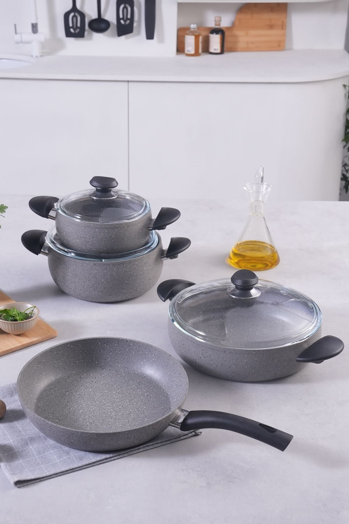 Biogranite Avanos 7 Piece Cookware Set Grey