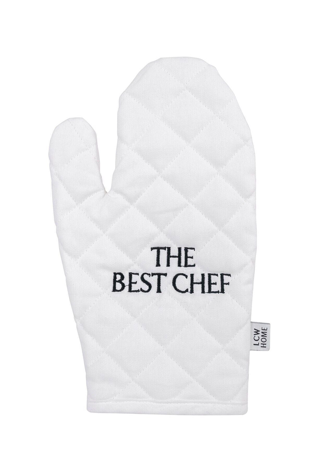 Embroidery Detailed Gabardine Oven Glove 18x30 Cm