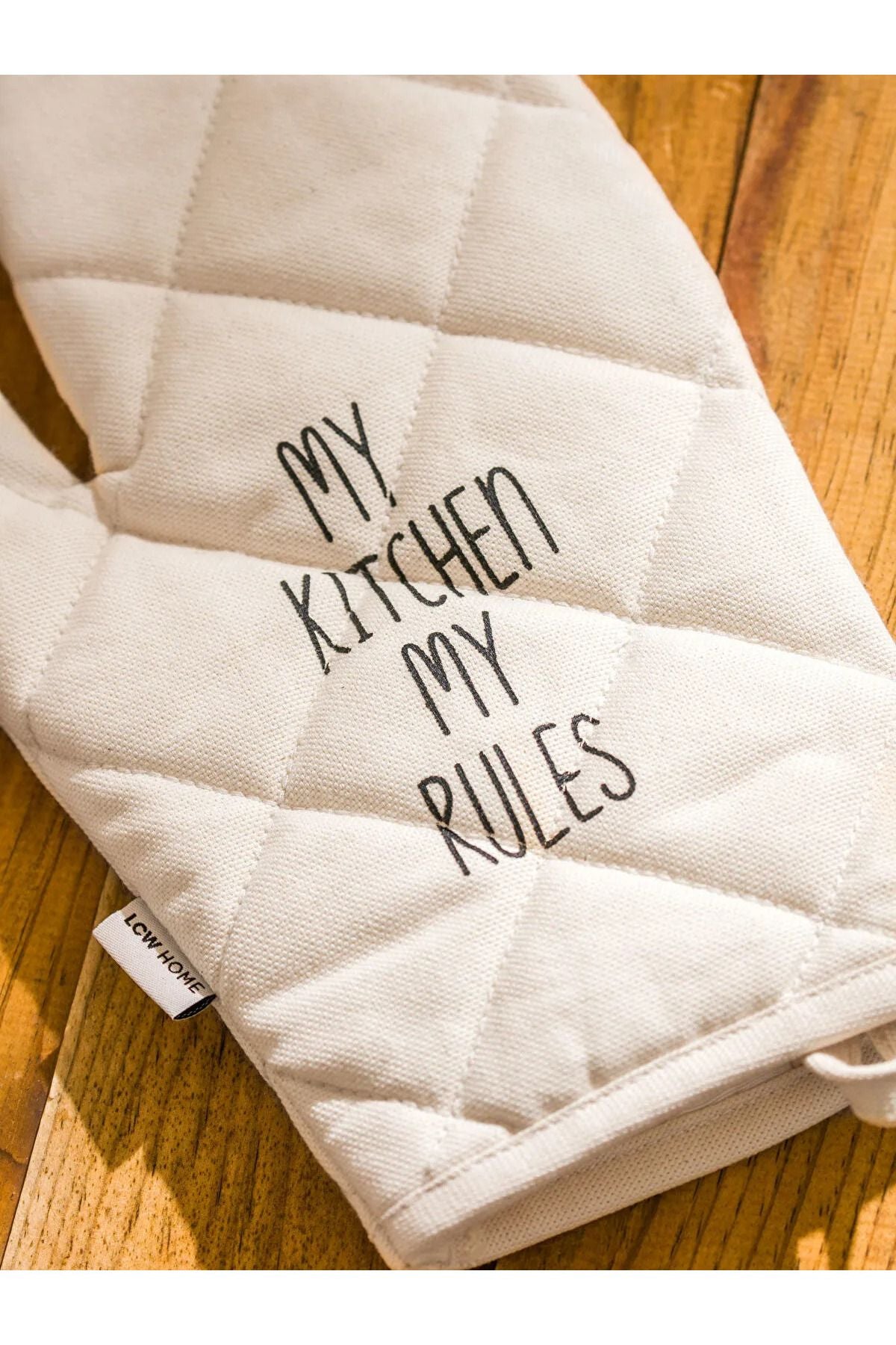 LCW HOME Ecru Printed Oven Glove and Handle