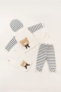 100% Cotton Newborn Clothes with Bear Slurene Embroidery 5 Pcs Hospital Outlet Set