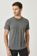 Men's Anthracite Cotton Slim Fit Slim Fit Crew Neck Basic T-Shirt