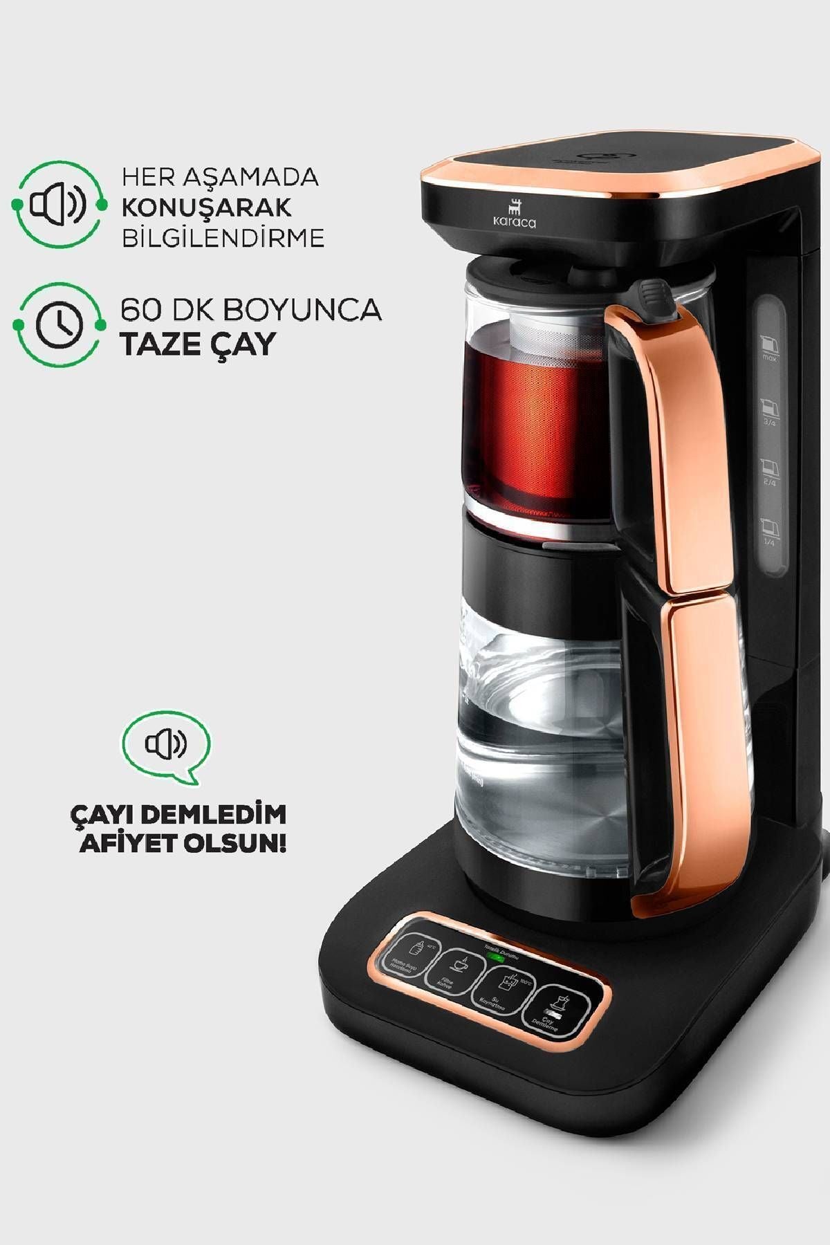 Robotea Pro 4 in 1 Talking Glass Tea Maker Black Copper