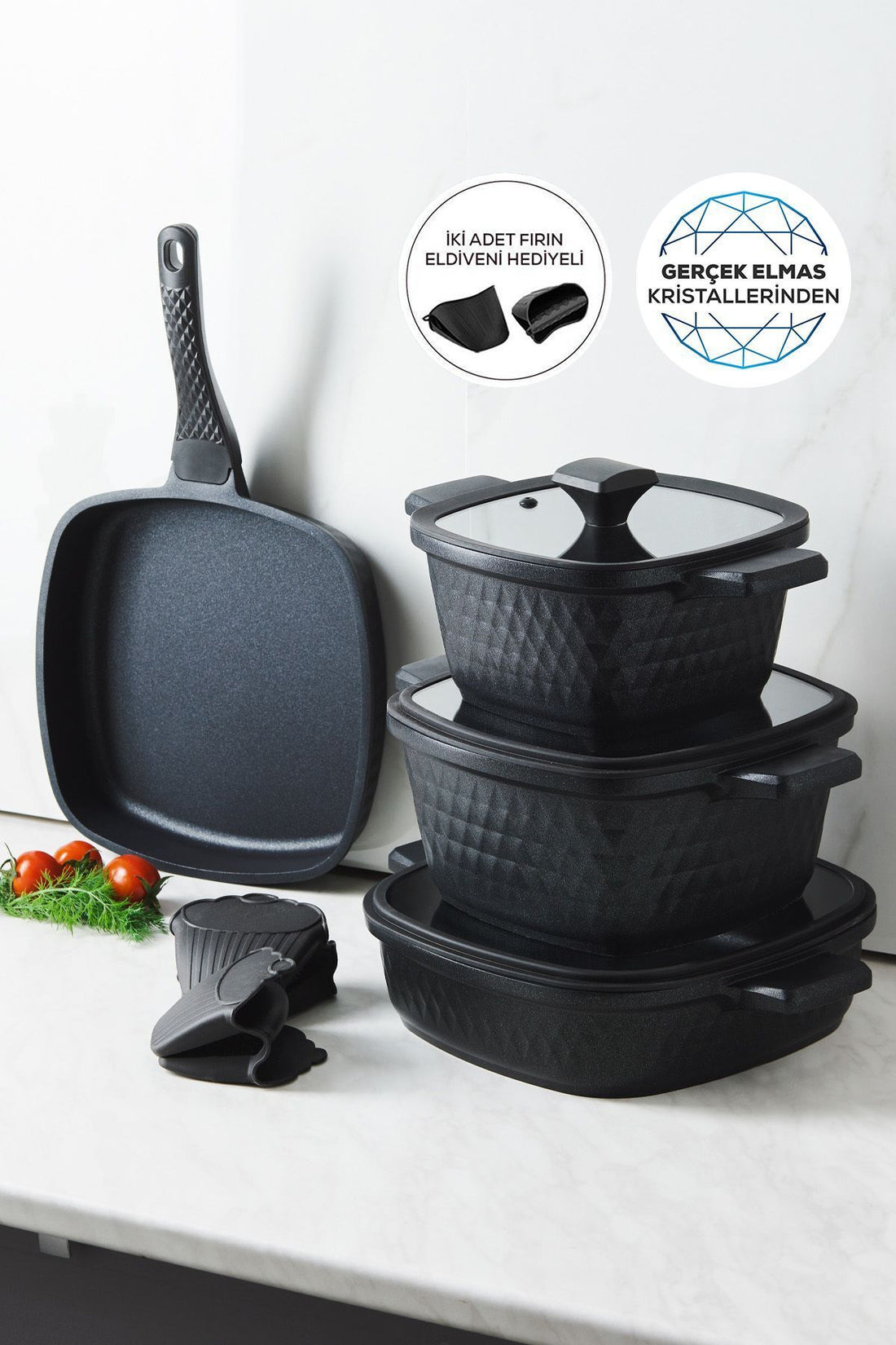 Biodiamond Casting Square 7 Piece Cookware Set