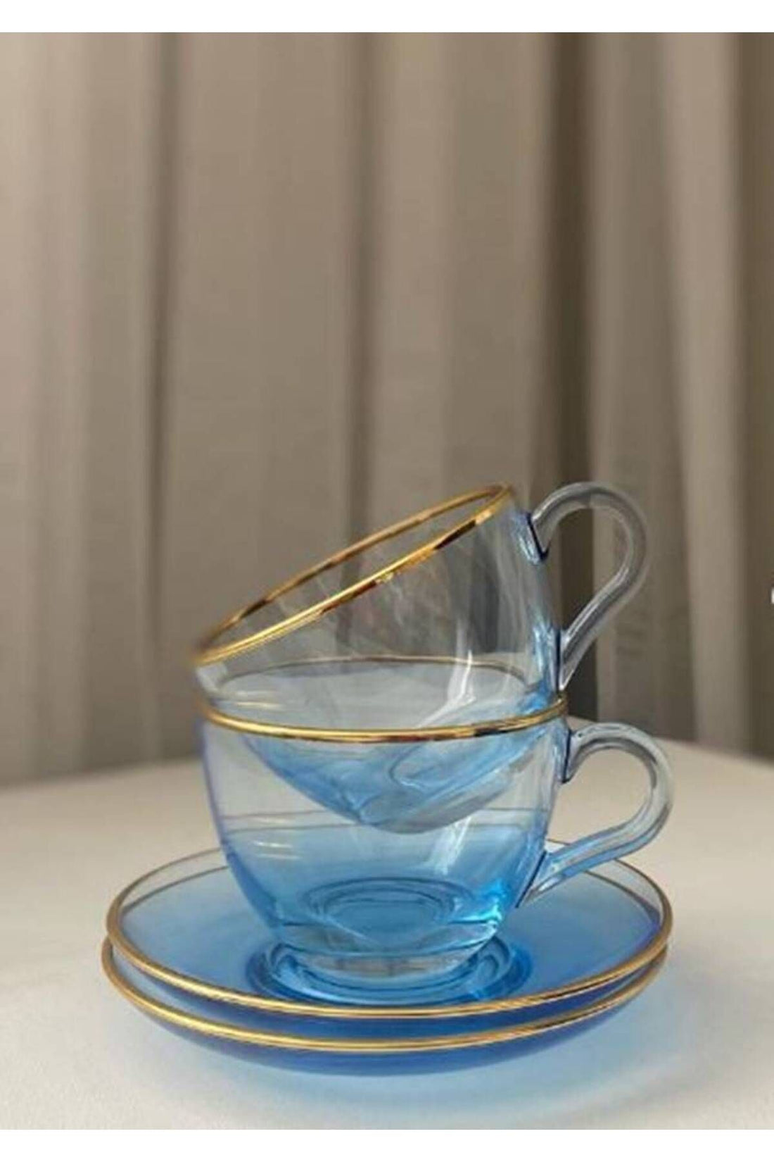 6 Seater Blue Glass Tea Cup 240cc