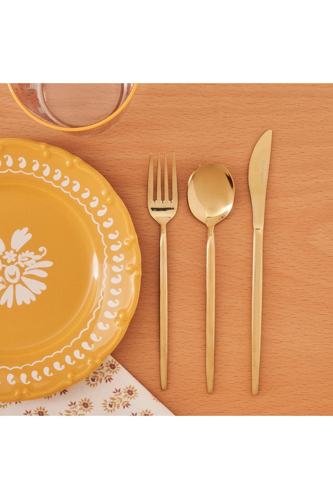 Siena 18 Pieces 6 Seater Dessert Fork Spoons Knife Set Gold