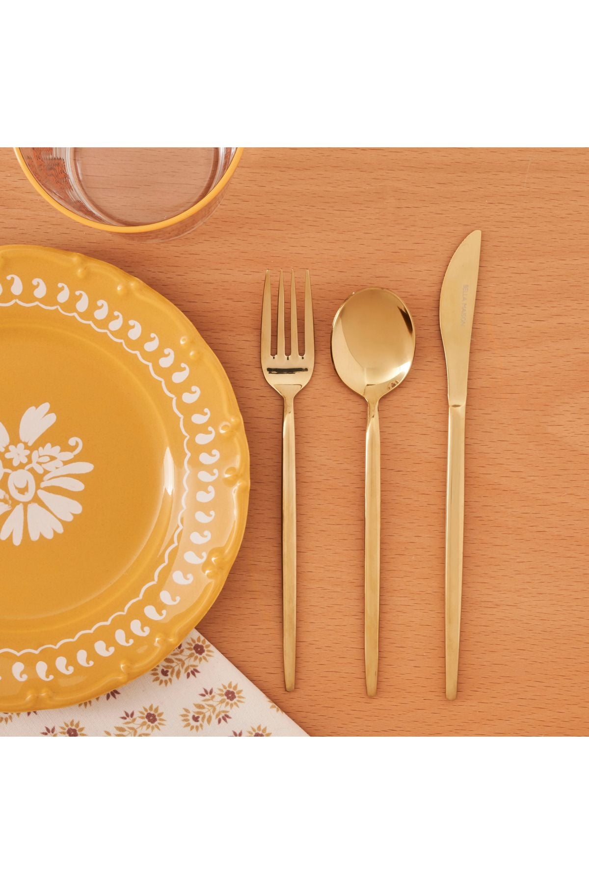 Siena 18 Pieces 6 Seater Dessert Fork Spoons Knife Set Gold