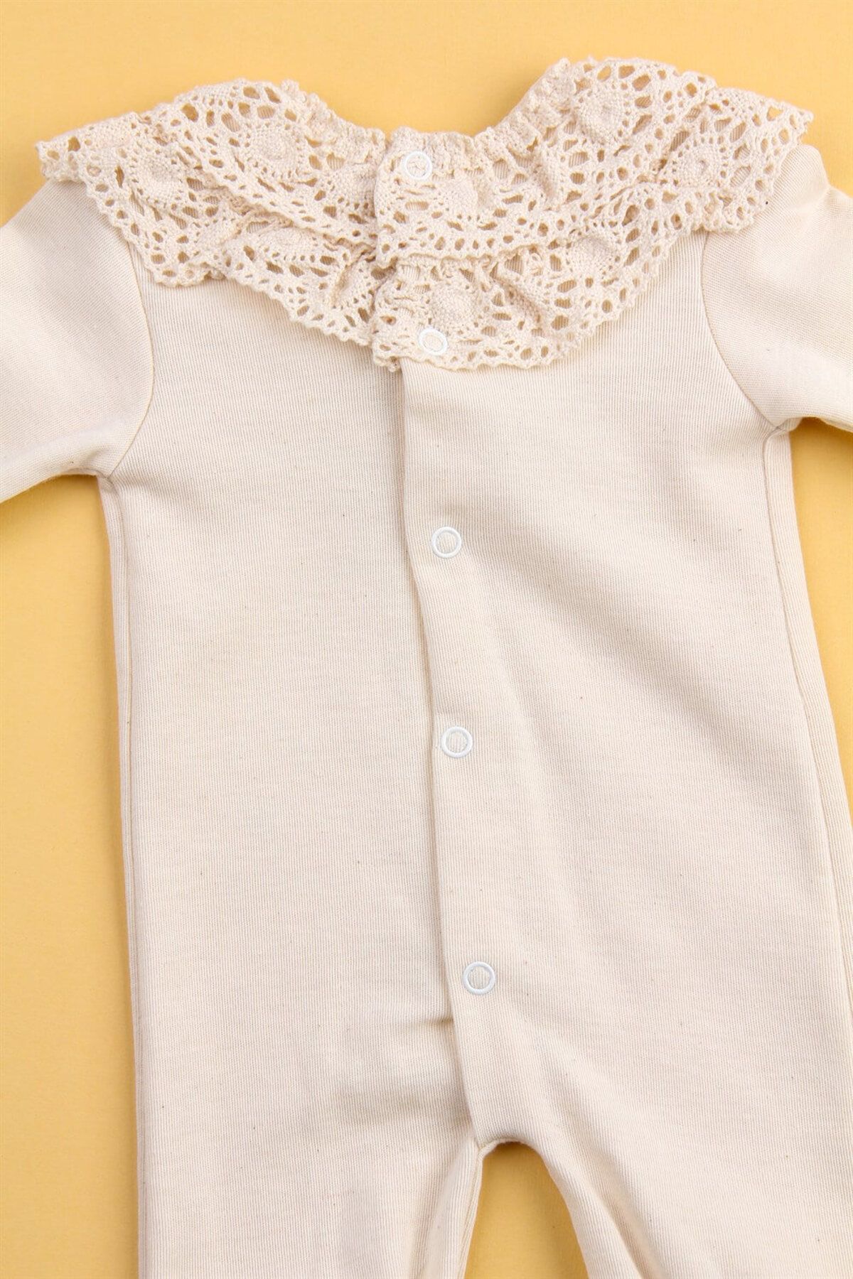 Mini Ropa - Organic Lace Baby Girl Jumpsuit with Hat Hospital Outlet Lace Embroidered Gift Mevlüt Gown