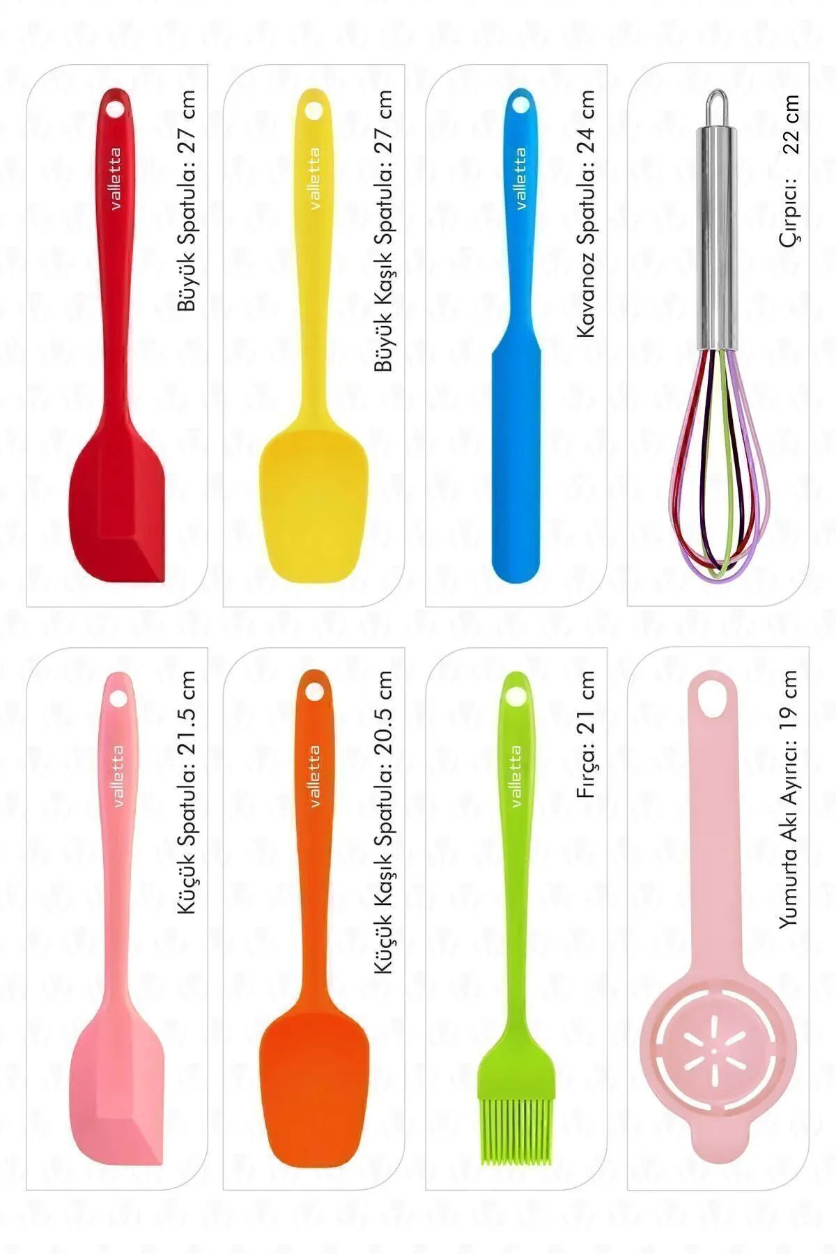 Drongo Heat Resistant Fireproof Non-stick Silicone Spatula Set 8 Pieces Mixed Color