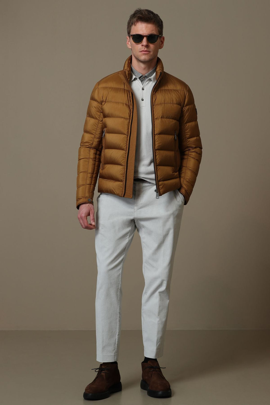 Lufian - Clow Goose Down Men's Coats Camel Feather - 50 - Brown - 799442901-50