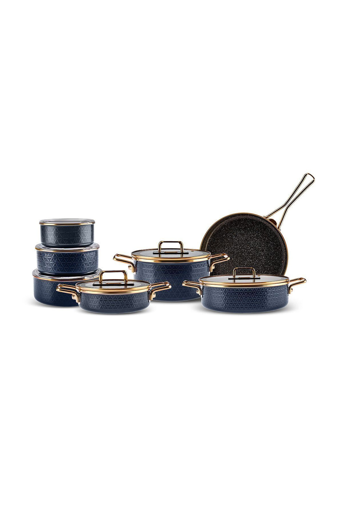 Crystal Enamel Granite Anthracite 14 Piece Dowry Set With Induction Base