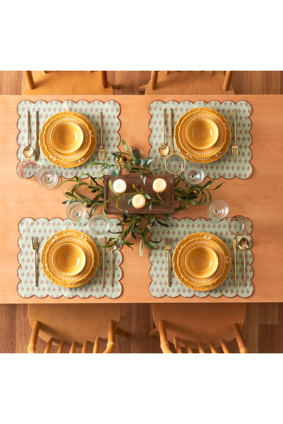 Indian 12 Piece Dinner Set Mustard