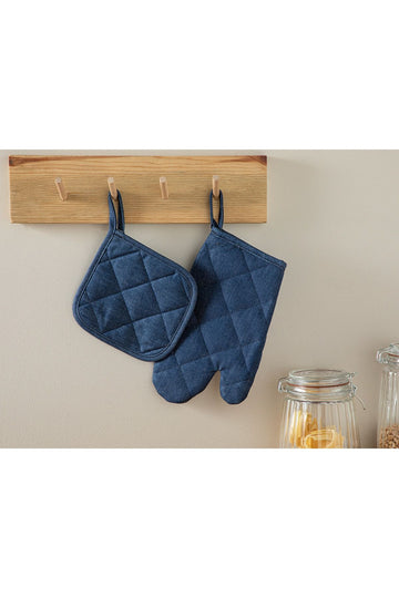 Ancel Cotton 2-Piece Kitchen Set 18x28 Cm 18x18 Cm Navy