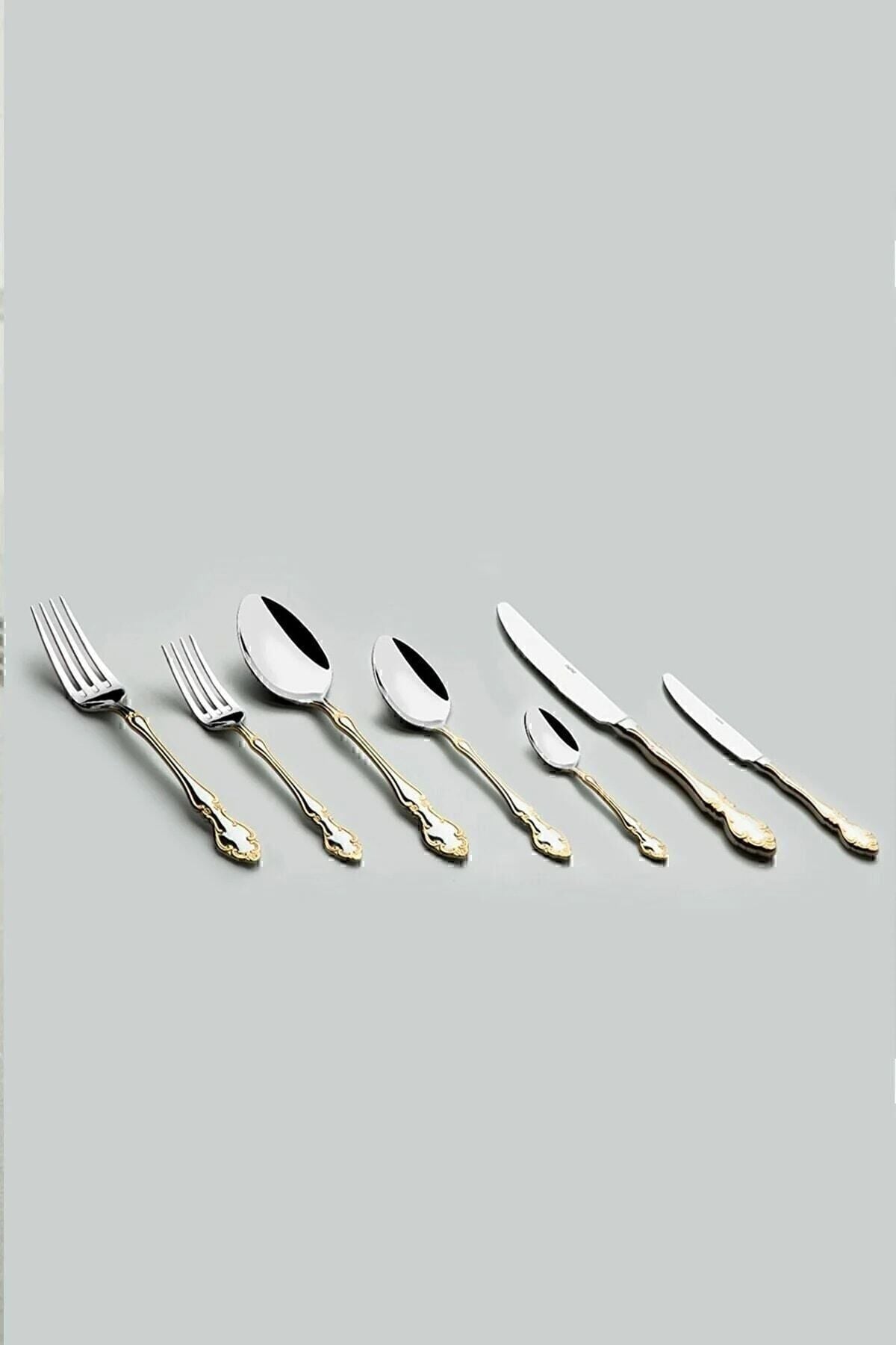 Adriana Gold Simple 12 Seater 89 Piece Fork Spoons Knife Set with Leather Box