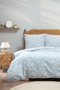 Daisy Light Blue 100% Cotton Single Size Duvet Cover Pillow Set