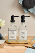 Lozione 2 Pcs Clear Kitchen Liquid Soap Dispenser Set 500ml 500ml With Bamboo Tray