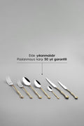 Lalezar Gold Satin 12 Seater 89 Piece Fork Spoons Knife Set with Leather Box