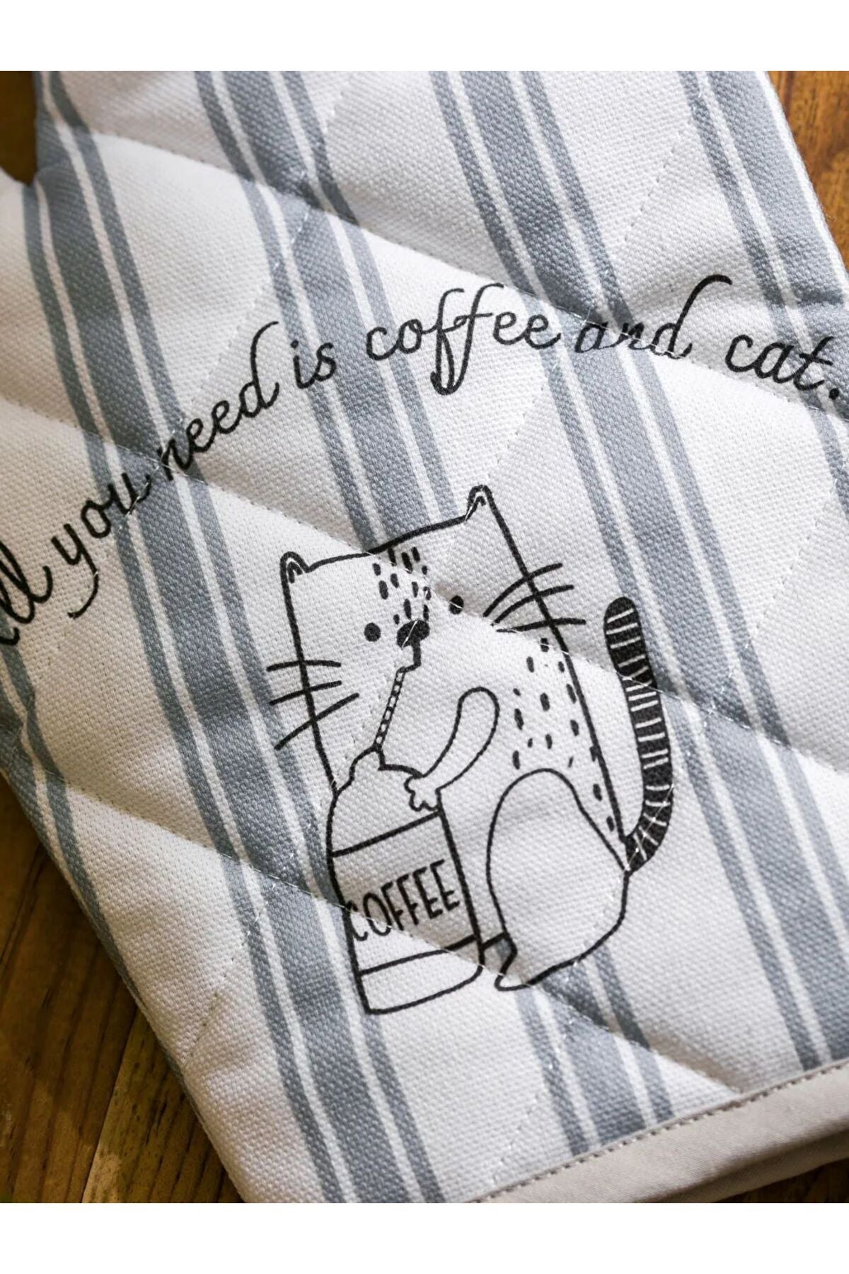 LCW HOME Black Printed Oven Glove and Handle LCWK STORE