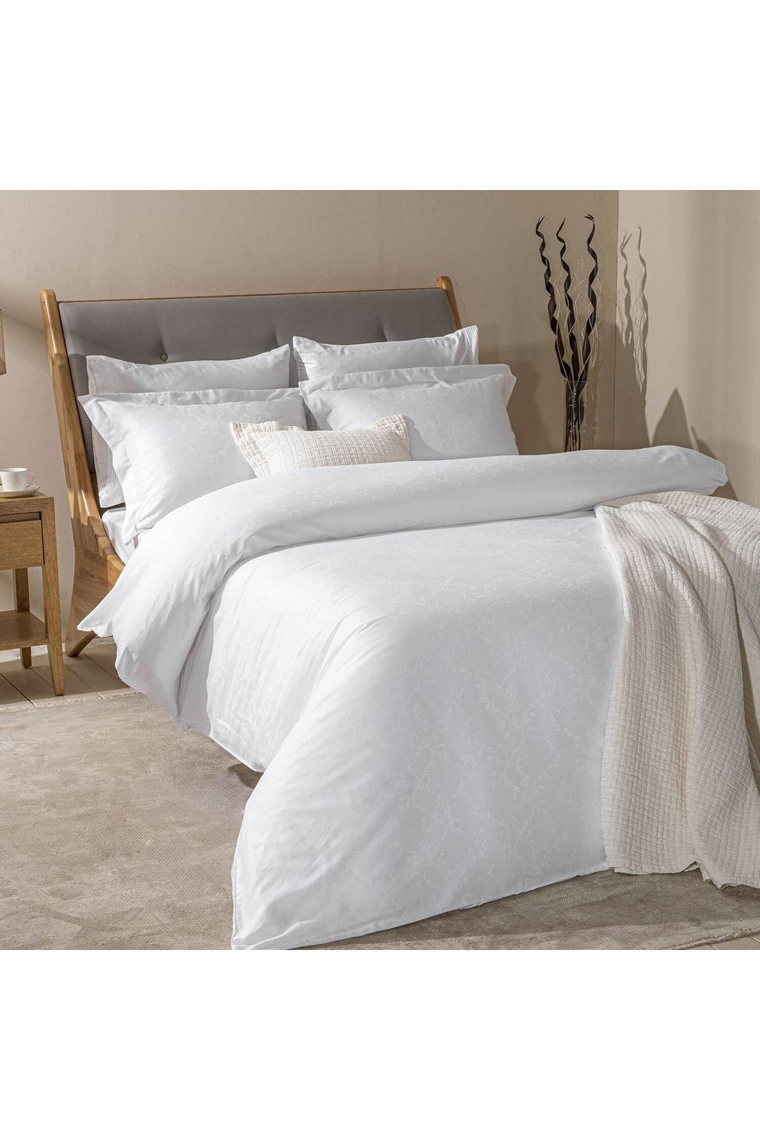 Veludo Duvet Cover Set Double 200x220 Cm White
