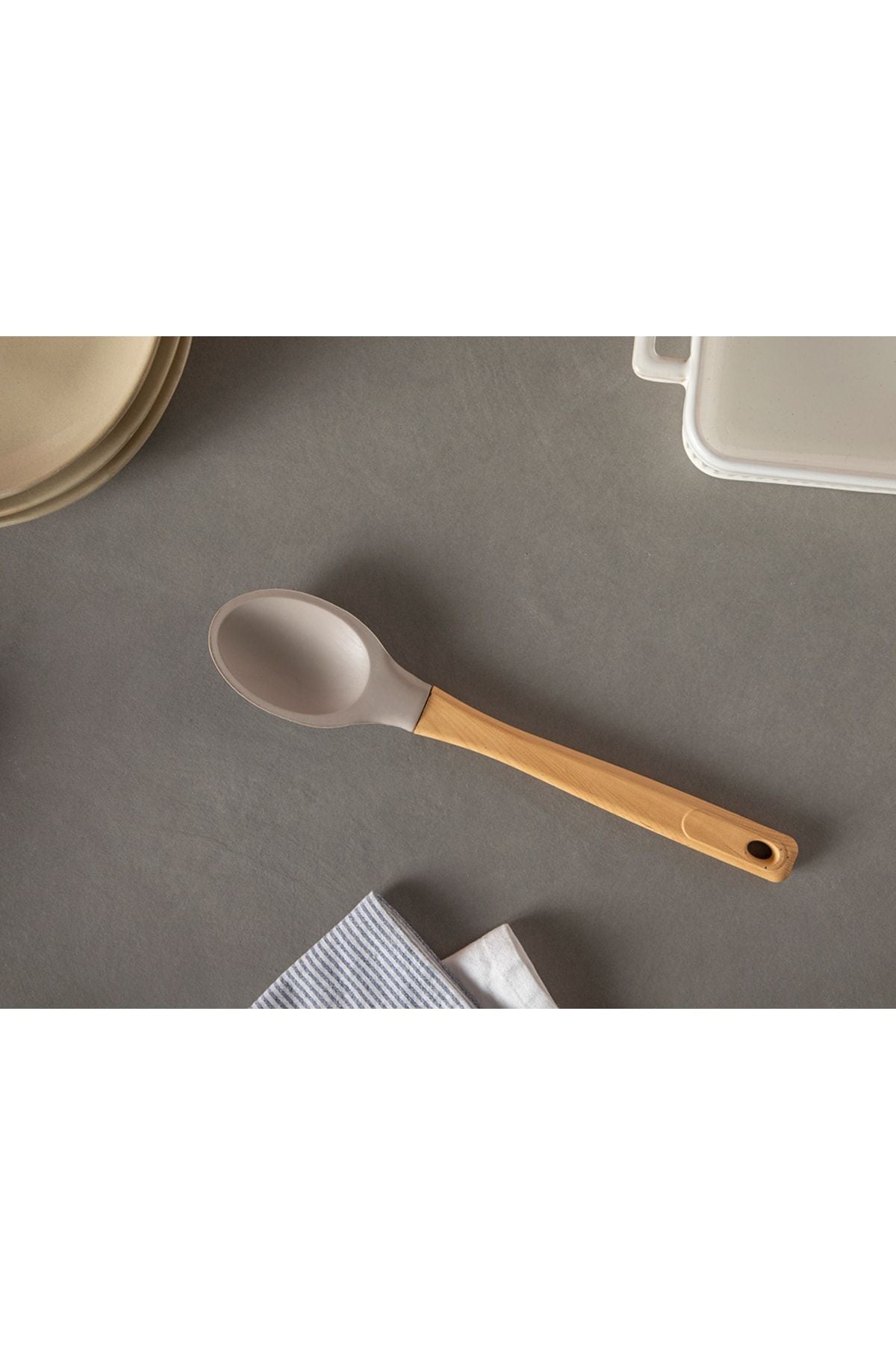 Eddy Silicone Serving Spoons 29 Cm Dark Beige