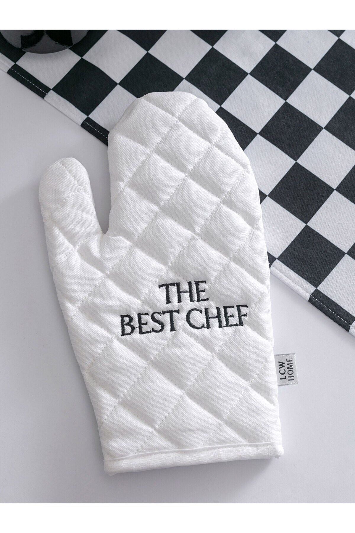 Embroidery Detailed Gabardine Oven Glove 18x30 Cm
