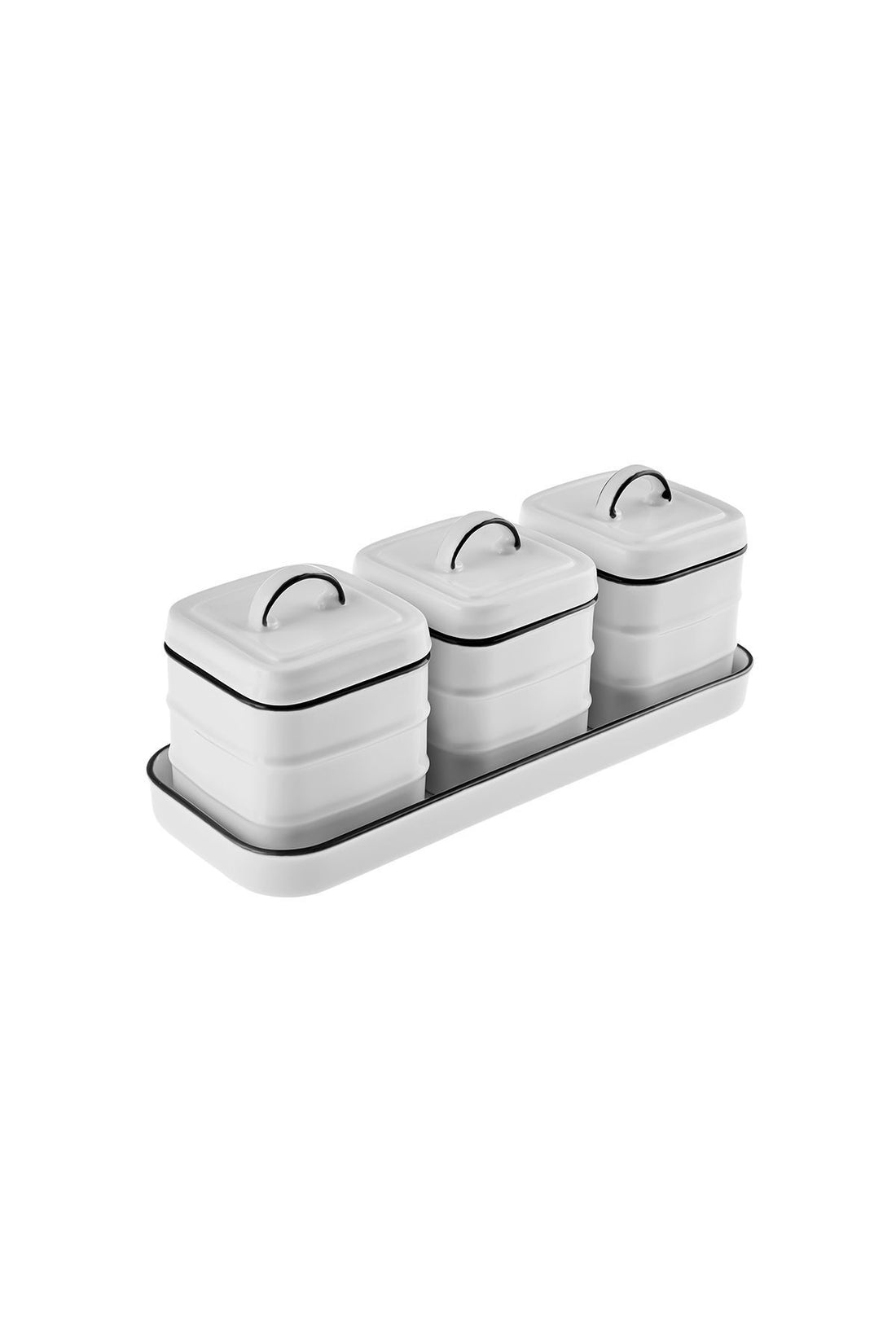 Deny Line 3-Piece Condiment Set with Stand Silicone Lid