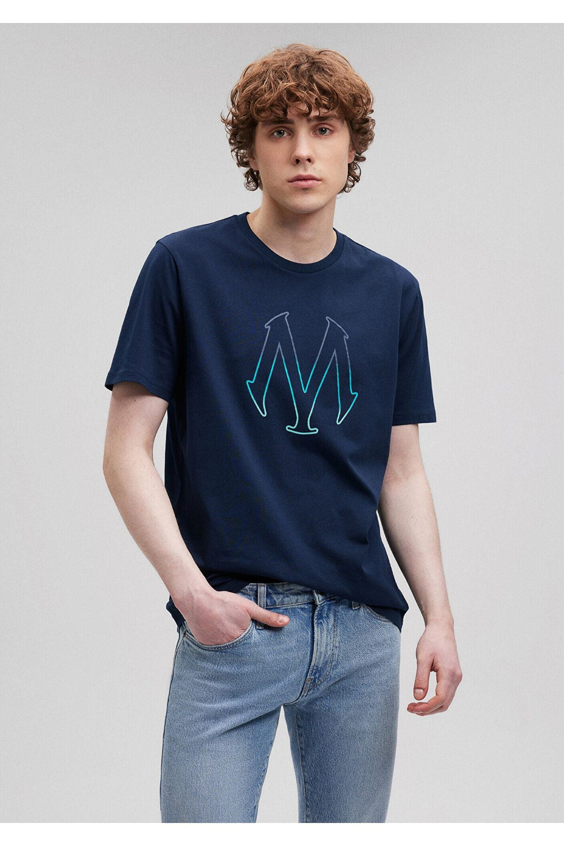 Logo Printed Navy T-Shirt Regular Fit/Regular Fit 0610635-70490 - L - Navy blue - 307799365-L