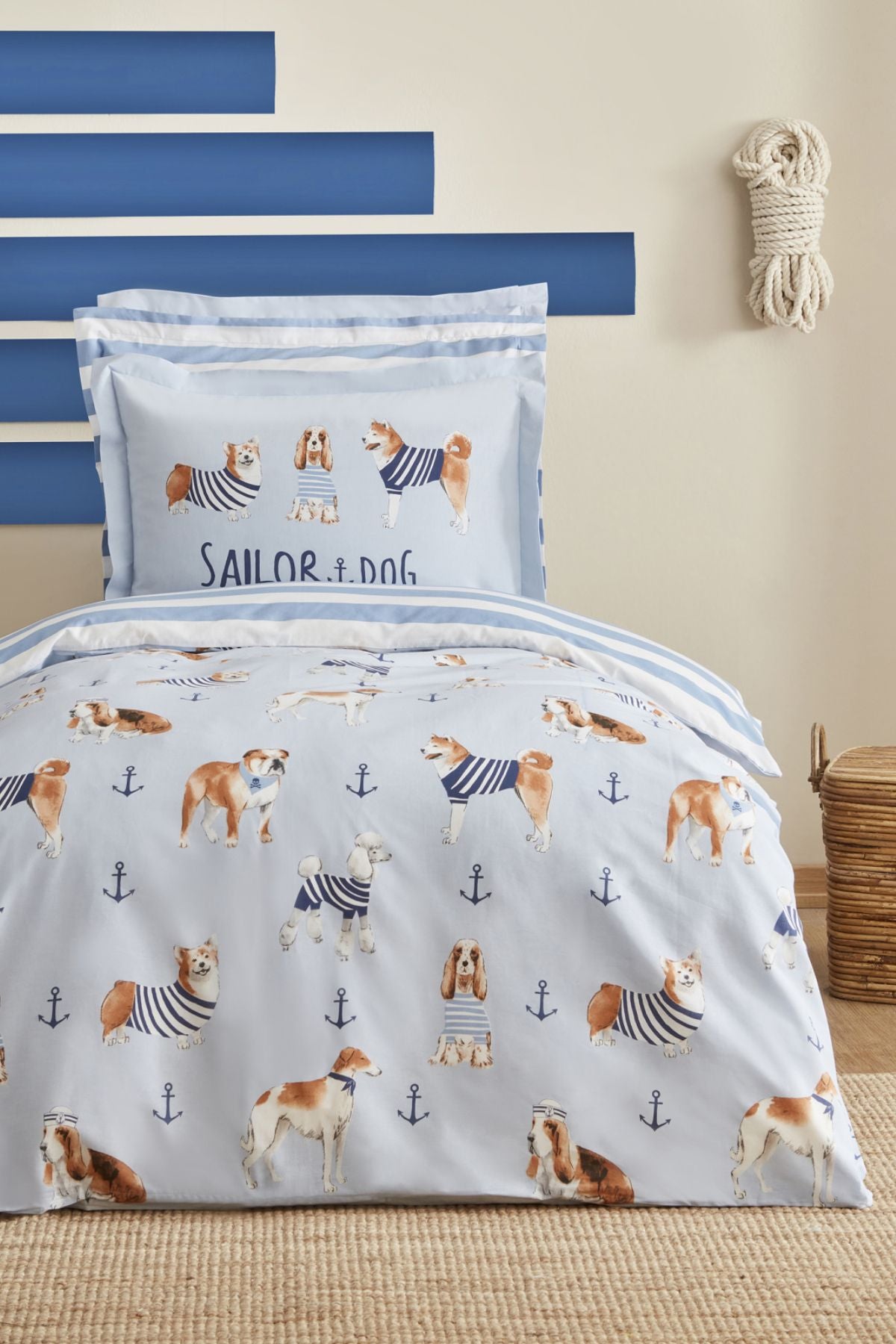 Young Sailor Dog Single Size Duvet Cover Set