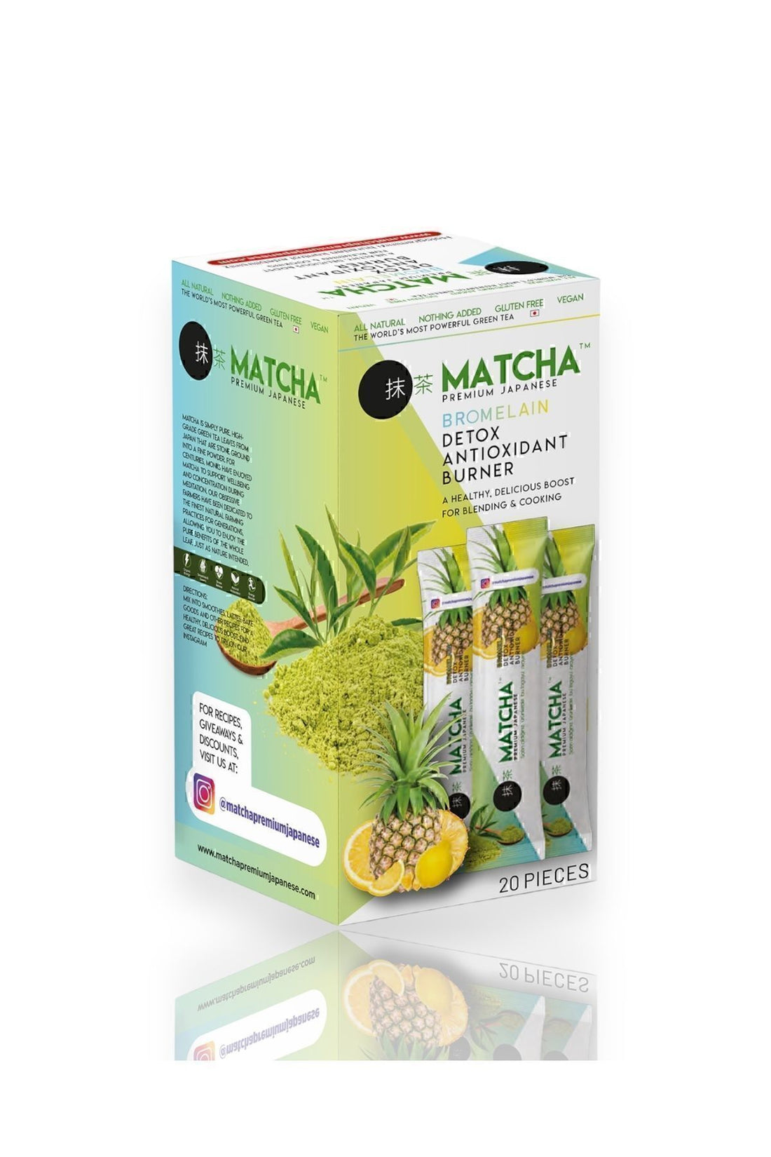 Premium Japanese MATCHA & BROMELAIN Lemon Flavored Detox Burner Form Tea 1 Box